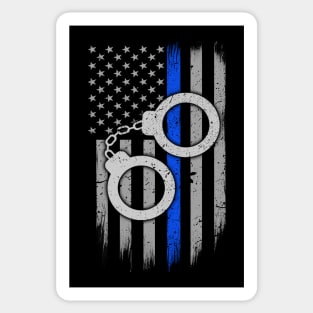 Police Handcuffs Thin Blue Line Flag Sticker